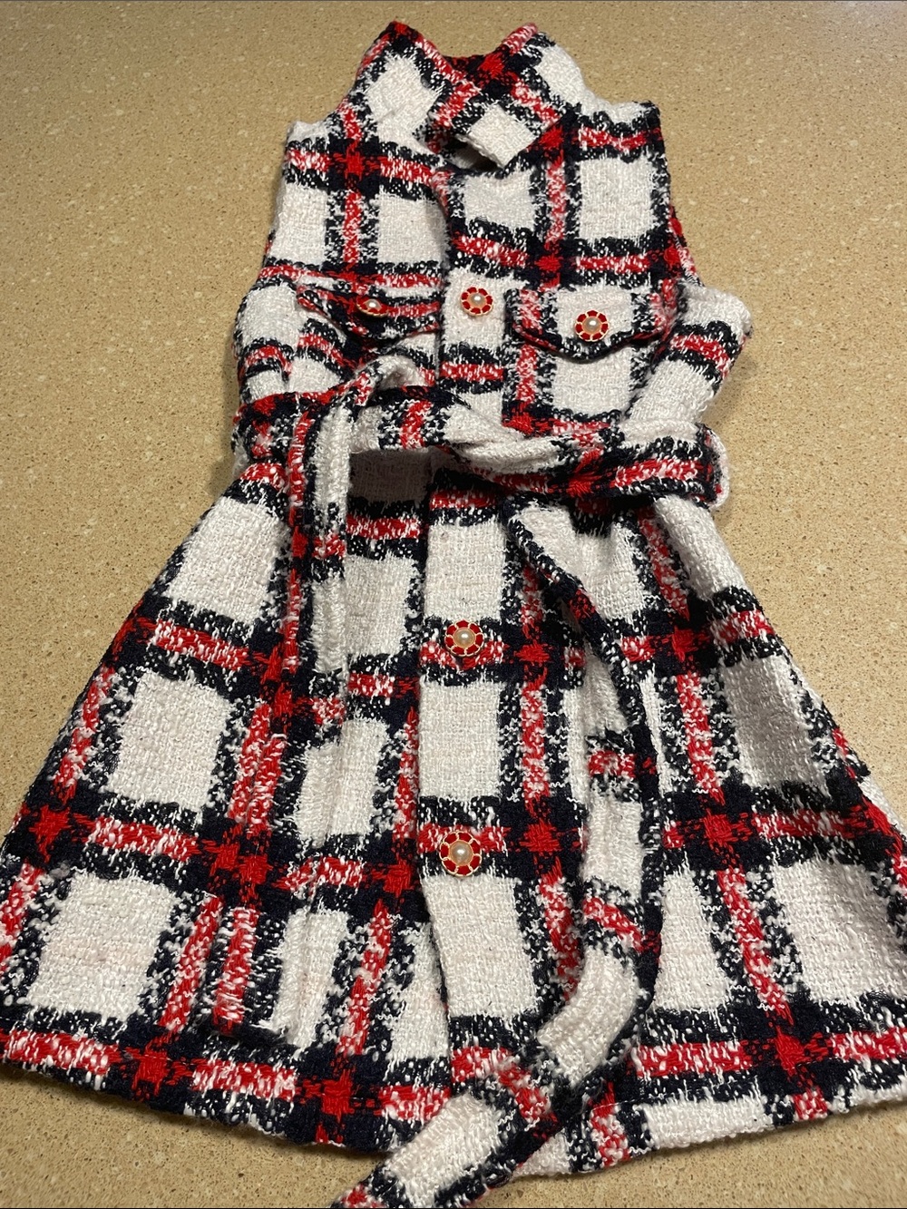Mia Belle Girls Plaid Belted Casual Dress for Girls in Red, Blue & White